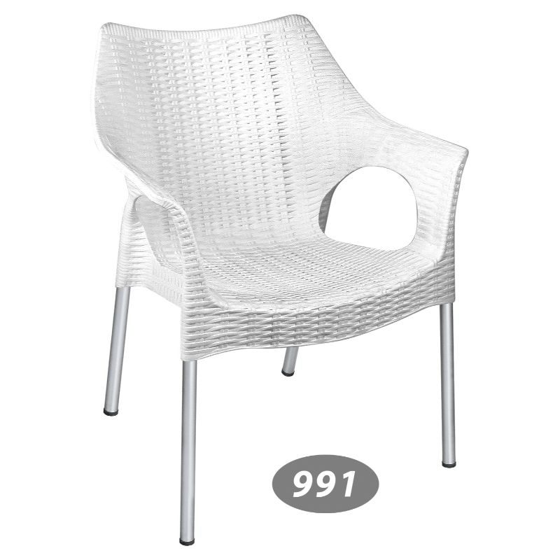 صندلی پایه فلزی دسته دار حصیر بافت ناصر پلاستیک  کد 991