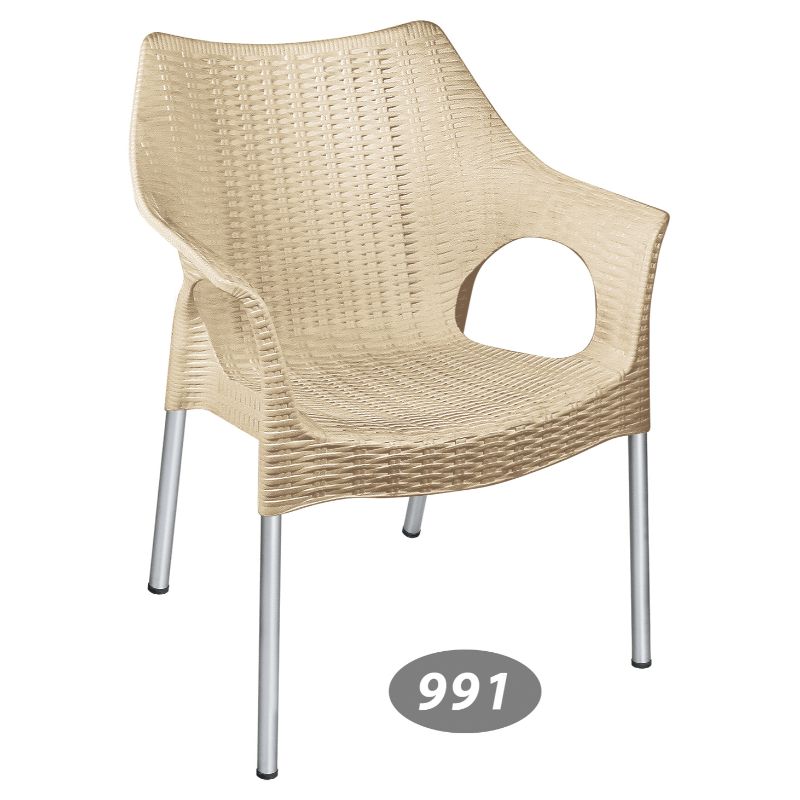 صندلی پایه فلزی دسته دار حصیر بافت ناصر پلاستیک  کد 991