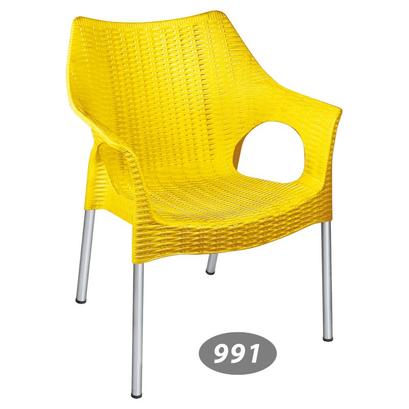 صندلی پایه فلزی دسته دار حصیر بافت ناصر پلاستیک  کد 991