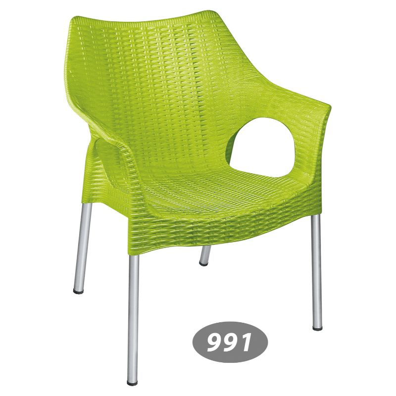 صندلی پایه فلزی دسته دار حصیر بافت ناصر پلاستیک  کد 991