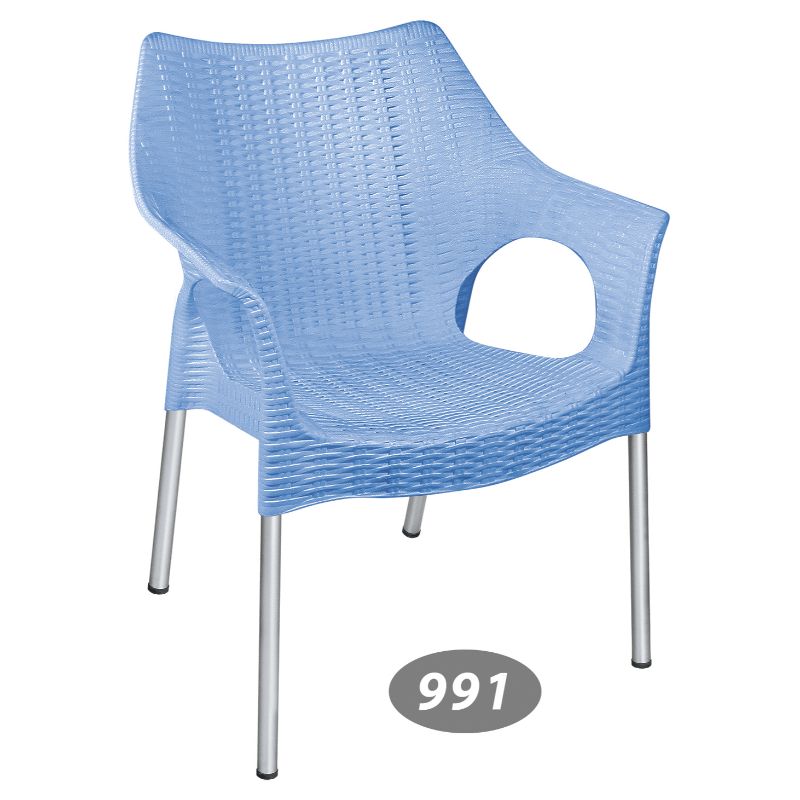 صندلی پایه فلزی دسته دار حصیر بافت ناصر پلاستیک  کد 991