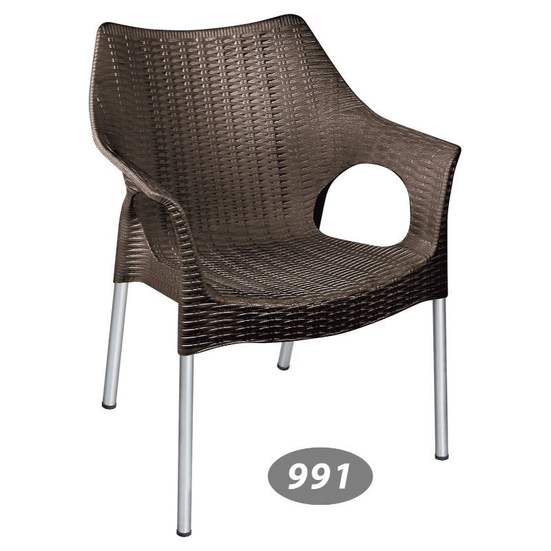 صندلی پایه فلزی دسته دار حصیر بافت ناصر پلاستیک  کد 991