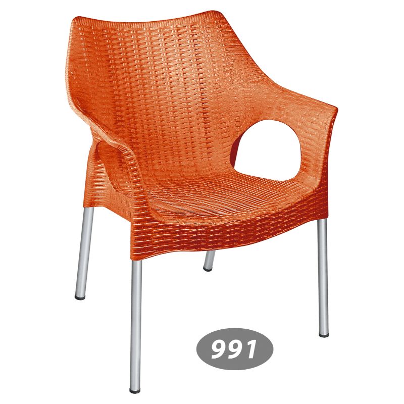 صندلی پایه فلزی دسته دار حصیر بافت ناصر پلاستیک  کد 991