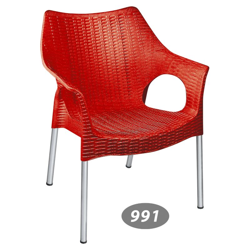 صندلی پایه فلزی دسته دار حصیر بافت ناصر پلاستیک  کد 991