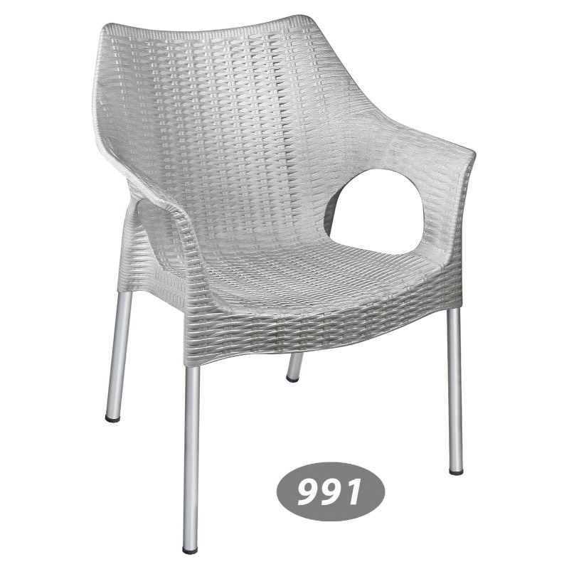 صندلی پایه فلزی دسته دار حصیر بافت ناصر پلاستیک  کد 991