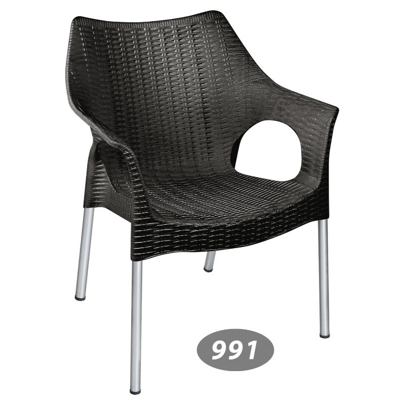 صندلی پایه فلزی دسته دار حصیر بافت ناصر پلاستیک  کد 991